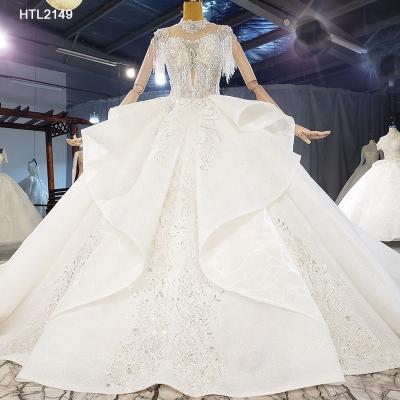 China Jancember HTL2149 Breathable Glitter Tulle Off-Shoulder Wedding Dress for sale