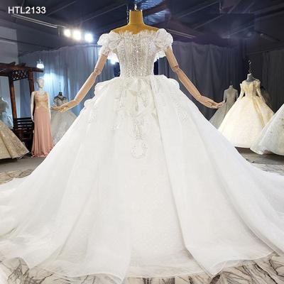 China Jancember HTL2133 Breathable Lace Sequin Embroidery Plus Size Design Wedding Dress Bridal Gowns for sale