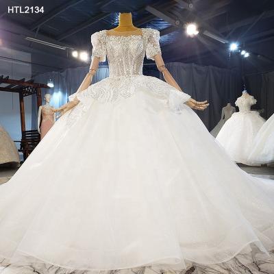 China Jancember Breathable HTL2134 Simple But Elegant Beaded Wedding Dresses 2021 Lace Wedding Dress for sale