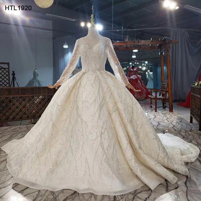 China Jancember HTL1920 Breathable White Indian Beaded Wedding Dresses With Long Tail for sale