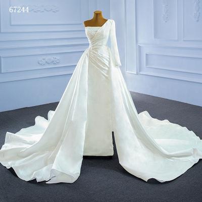 China Jancember RSM67244 Breathable Imperial White Lace Beads Detachable Wedding Dress for sale