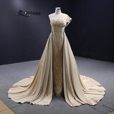 China Anti-Static Jancember RSM67435 Modest Sequins Elegant Mermaid Evening dresses with detachable train for sale