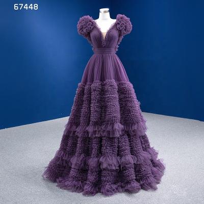 China Jancember RSM67448 Anti-Static Fashion Purple Ruched Long Elegance Party Evening Dresses for sale