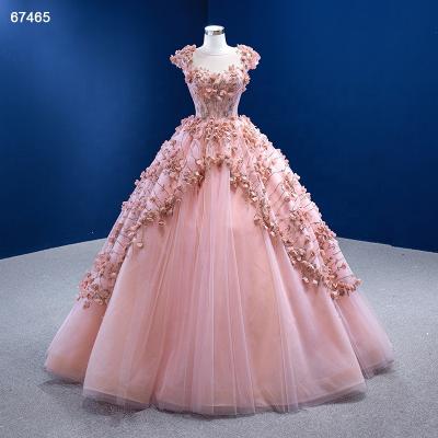 China Jancember RSM67465 Anti-Static Modest Formal Sleeveless Party Evening Pink Flower Dresses for sale