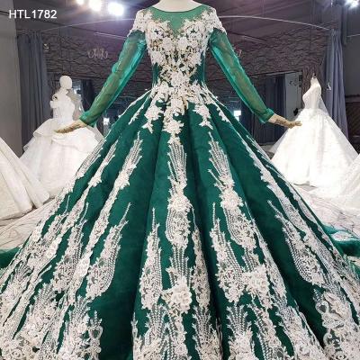 China Anti-Static Lace Applique Ball Gown Jancember HTL1782 Formal Evening Dresses With Long Sleeves for sale