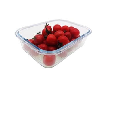 China Various Capacity Microwavable Crisper 630ml Food Storage Containers Airtight Glass Box With Plastic Lid for sale