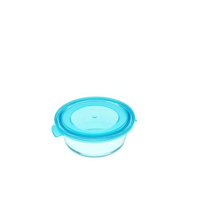 China Microwavable Round Lock Economy Style Airtight Glass Crisper With Plastic Lid for sale