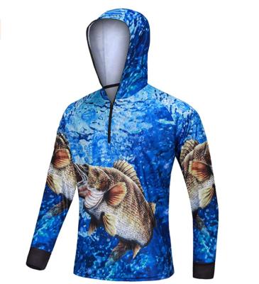 China Wholesale Sublimation Long Sleeve Anti-UV Custom Design Your Own Tournament UV Quick Dry Vacuum Fishing Tank Tops With Hood for sale