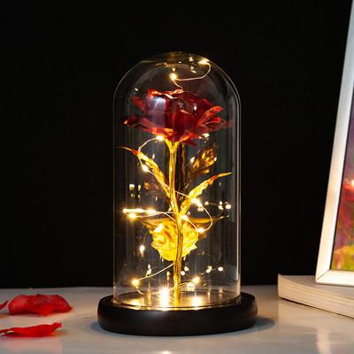 China Artificial Rose Valentine Gift Valentine's Day Gifts For Women Preserved Decorative Flowers Rose Led Lights Flowers for sale