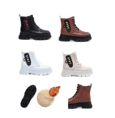 China Women Shoes Ladies Round Martin Boots Spring Trend Martin Boots Leather Shoes for sale