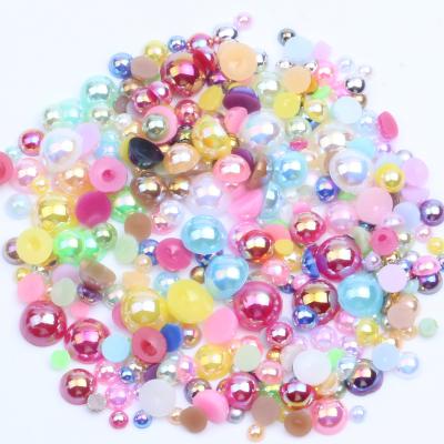 China Garment Cabochon Decoration 2mm Flatback Half Pearl Colorful Flat Back Bead and Loose Gem Phone Nail Art For Craft DIY Beads for sale