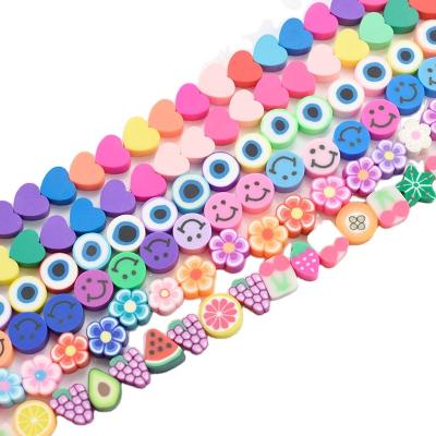 China Polymer Clay Acrylic Heart Beads For Jewelry Making Various Polymer Clay Beads Heart Fruit Flower Flag Bead Jewelry Accessories for sale