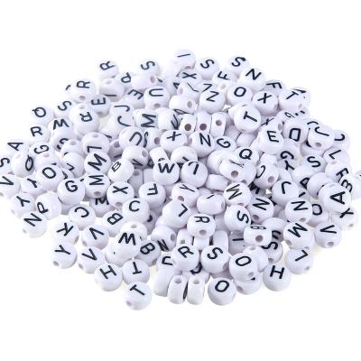 China DIY Alphabet Single Letter Acrylic Beads Round Flat Beads Digital For Jewelry Making Handmade DIY Bracelet Beads Necklace for sale