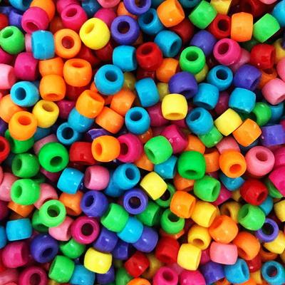 China Wholesale Mixed Colors Washable Polished 6X9MM Big Hole Acrylic Pony Beads For Jewelry Making for sale