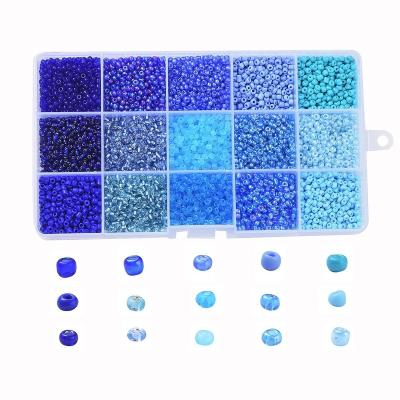 China DIY Jewelry Making 2/3/4mm Blue Glass Seed Beads Small Pony Beads Kit With Box For Jewelry Making Glass Pony Beads for sale