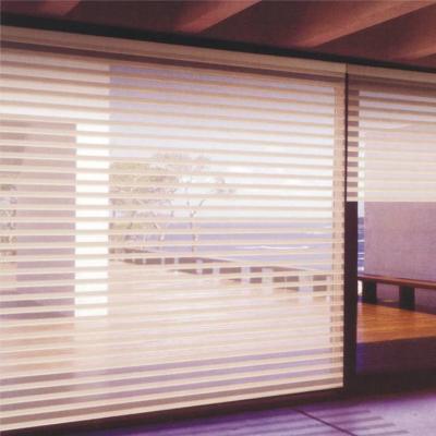 China Eco-friendly Heat Resistant Moon Form La Bottom Triple Window Shangri Roller Blind Sheer Shade for sale