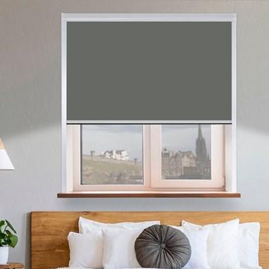 China 100 Blackout Gray Washable Roller Blind Window UV-Protective Sunscreen Shades Vinyl Fabric For Hotel for sale