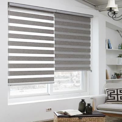 China UV-Protective Blackout Smart Motorized Zebra Shades AC DC Motor Two Layers Day Night Roller Shade for sale