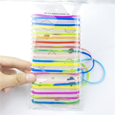 China Stensile Strong Force 20pcs/bag Colorful Multifunctional Reusable Silicone Cable Twist Ties For Organizer Wraps Bag Sealing Clip for sale