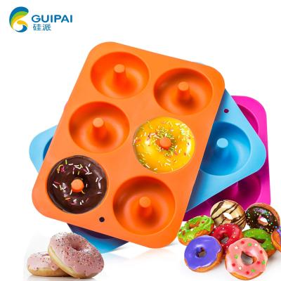 China Disposable Non-Stick Silicone Round Donut Molds, Durable Kitchen Accessories for Cake Biscuit Bagels Buns (6 Cavity) for sale