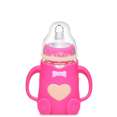 China BPA Free Glass Baby Milk Silicone Baby Bottles for sale