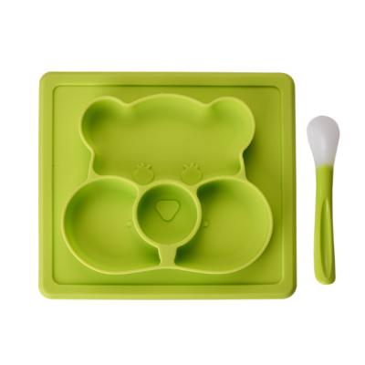 China Modern Hot Amazon Food Grade BPA Free Baby Silicone Cartoon Bear Dish for sale