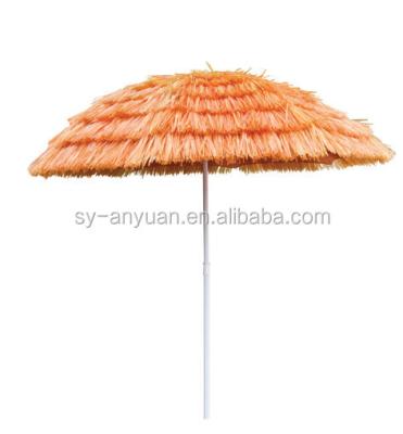 China Furniture Standard Orange Grass Umbrella Hawaii Straw Outdoor Beach Umbrella for sale