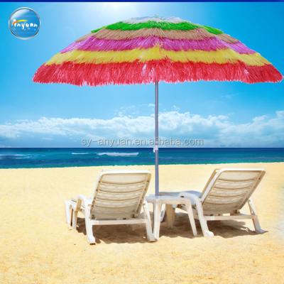 China Outdoor Gazebos Hawaii Grass Polynesian Dancing Beach Umbrella Parasol With Fringe for sale