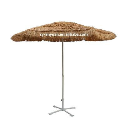 China Outdoor Furniture 270cm U-Shape Rbis Steel Grass Parasol Umbrella Outdoor Straw Umbrella for sale