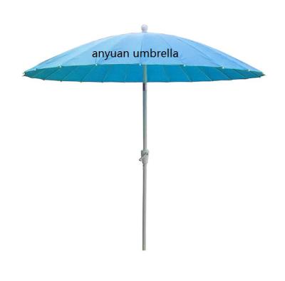 China Outdoor Furniture 24 Ribs Fiberglass Aluminum Bamboo Patio Umbrella Garden Patio Umbrella With Crank for sale