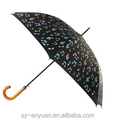 China Printing Color Changes When Get Wet Rain Cap Color Changing No Folding Golf Umbrella Lady Musical Note Walking Stick Umbrella for sale