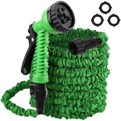 China Adjustable 7 Pattern ABS Spray Nozzle 25ft 50ft 75ft 100ft Expanding 3 Fold Flexible Garden Water Magic Expandable Hose for sale