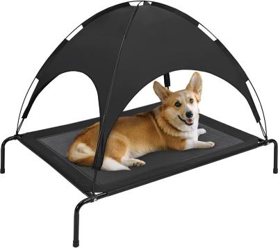 China Breathable Elevated Dog Bed with Canopy, Portable Cooling Outdoor Dog Bed for Camping or Beach, Durable Oxford Fabric for sale