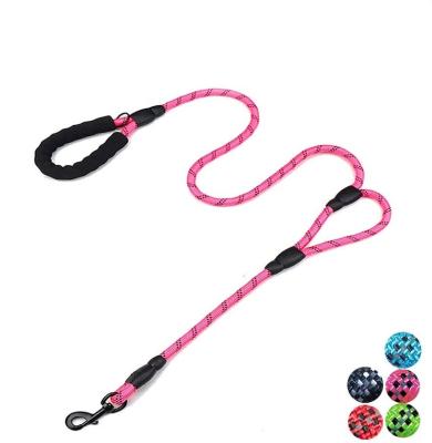 China 5FT 6FT Heavy Duty Double Handle Comfortable Padded Reflective Dog Lead Rope Medium Large Dog Leash for sale