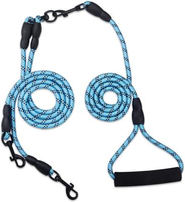 China Reflective Tangle Free Training Two Hooks Large Double Hooks Large Dog Leash Walking Reflective Braided Rope for sale