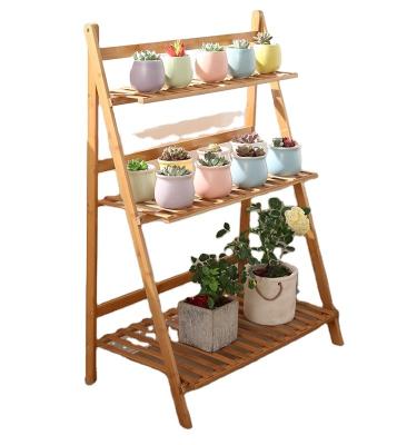 China ECO-frendly good quality garden and plant outdoor modern adjustable natural bamboo stand 3 tier for flower pot for sale