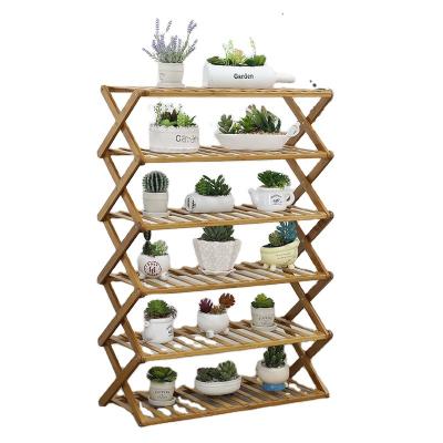 China ECO-frendly good quality garden and plant outdoor modern folding 5 tier natural bamboo stand for flower pot for sale