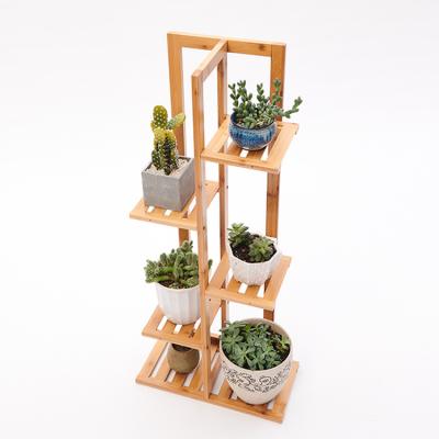 China Factory balcony ECO-frendly wholesale bamboo multi-layer flower stand indoor and outdoor display stand for pot for sale