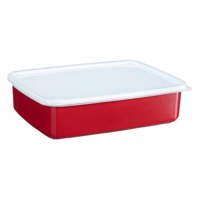 China Freshness Preservation Enamel Box Colorful Coated Smooth Outdoor Enamel Container Country Decor Enamel Coated Box for sale