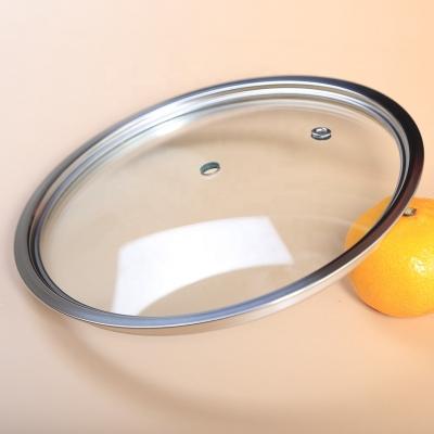 China Sustainable P Type Tempered Glass Lid For Cookware Kitchen Pot Cover Stainless Steel Rim for sale