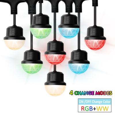 China LED STRING 20M Super Bright Outdoor String Light Auto Color 15 Blubs RGB Changing LED Light String for sale