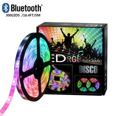 China Indoor Smart LED Strip Kit 16.4ft 5M 5050 300LEDs RGB Color Changing APP IP65 Living Room Party Waterproof Strip Light for sale