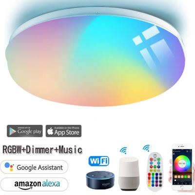 China Modern Tuya Wifi RGB Drop Shipping CCT Dimmable Recessed Ceiling Lamp Super Brightness Flush Mount Light Fixture Ceiling Lamp Smart24W for sale