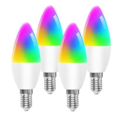 China Desk 5W Color Changing Led Smart Bulb Dimmable Light Bulbs Compatible With Alexa Google Home E12 Base LED Candelabra Bulbs for sale