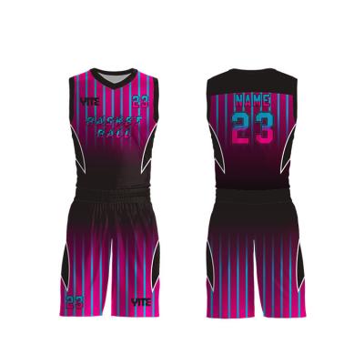 China Breathable High Quality Reversible Basketball Uniform Set Men's Basketball Uniforms Basketball Uniform Fabrics for sale