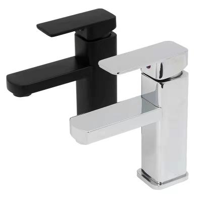 China Metered Faucets Quickly Open Sink Basin Under Basin Bathroom Cabinet Single-hole Basin Faucet Household Square Hot And Cold Sin for sale