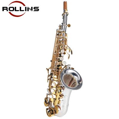 China Silver Plated Professional Musical Instruments Wholesale High Grade Curved Silver Plated Soprano Saxophone KSSL-A2 for sale