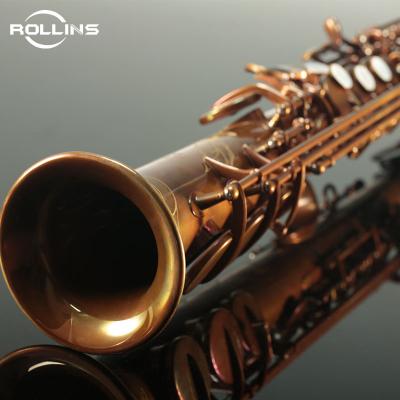 China High Grade Straight Bare Copper Phosphor Gold Lacquer Body RSS-X7 Soprano Bare Copper Saxophone for sale