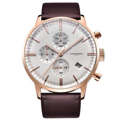 China Chronograph Custom Mens Leather Watch Brand Chronograph Watches Quartz Watch Company for sale