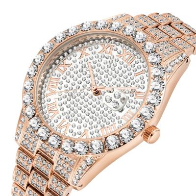 China 2022 full automatic hip hop European direct waterproof fashion trend factory date diamond quartz watch strap explosion models men's watches for sale